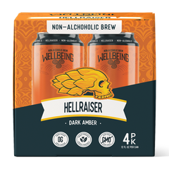 WellBeing Brewing Hellraiser Dark Amber non-alcoholic beer 12oz 4-pack box