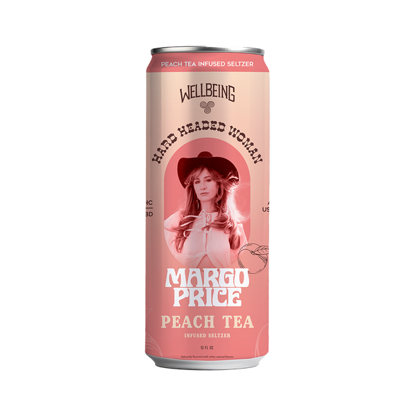 Margo Price Peach Tea THC CBD Seltzer 12oz Slim Can Front